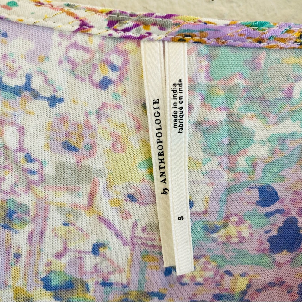 Anthropologie Odetta Fairycore Embroidered Boho Top Purple - Picture 7 of 9